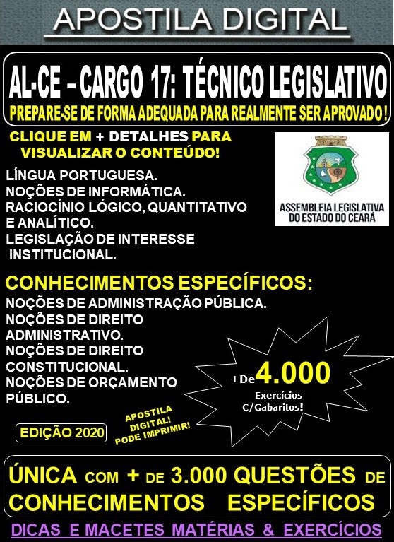 Apostila Assembleia Legislativa Ro Download Gratis Apostila Assembleia Legislativa Ce Cargo 17 Tecnico Legislativo