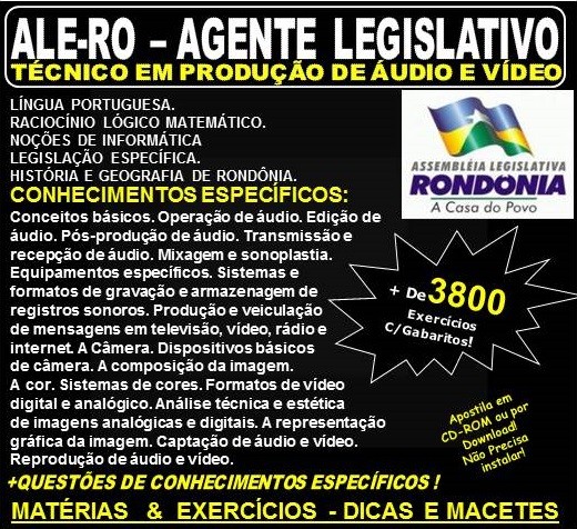 Apostila Assembleia Legislativa Ro Download Gratis Apostila Ale Ro Agente Legislativo Tecnico Em Producao De