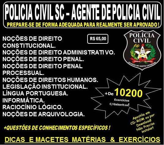 Apostila Agente Policia Civil Sp 2017 Apostila Policia Civil Sc Agente De Policia Civil Teoria