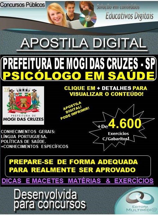 Apostila Prefeitura de MOGI DAS CRUZES SP - PSICÓLOGO EM SAÚDE - Teoria